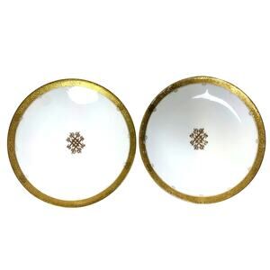 'Escalier de Cristal' Paris Antique Late 1800's Gilded Plates-Set of 2-Read